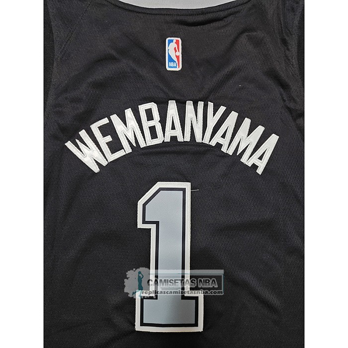 Camiseta San Antonio Spurs Victor Wembanyama NO 1 Statement 2022-23 Negro